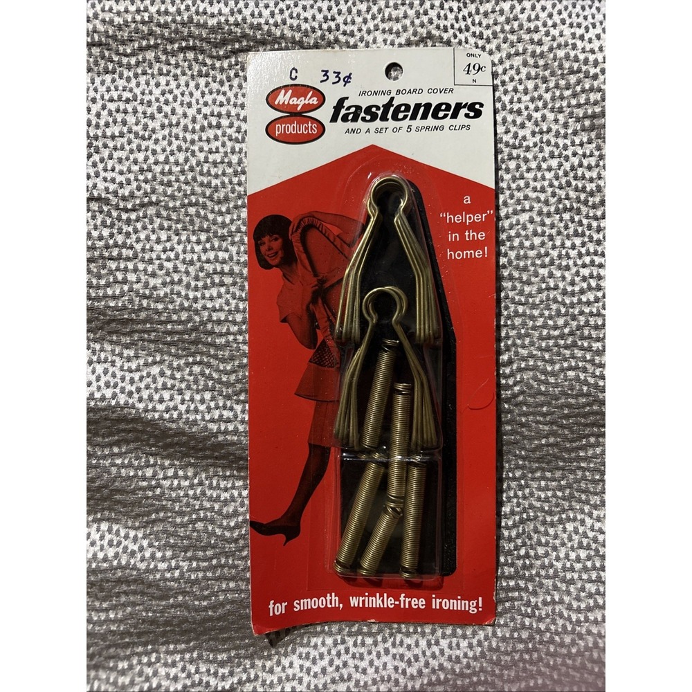 Vintage Ironing Board Cover Fasteners Set Of 5 Clips Iron Rite New in Package